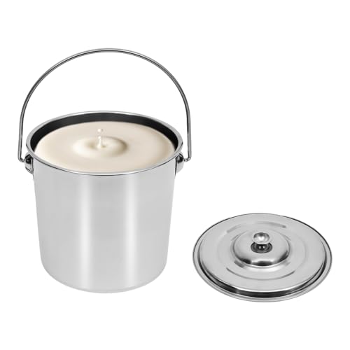 Stainless Steel Bucket, 12L Stainless Steel Food Bucket Stainless Steel Handle Pail Bucket Milk Bucket with Lid for Commercial Home Use (12L) - size: 12L