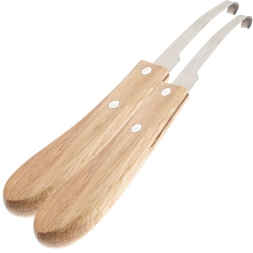 VANZACK 2Pcs Horse Hoof Trimmer Stainless Steel Horseshoe File Tool with Wooden Handle Portable Hoof Repair Tool for Cleaning Uneven Edges and Smoothing Surface