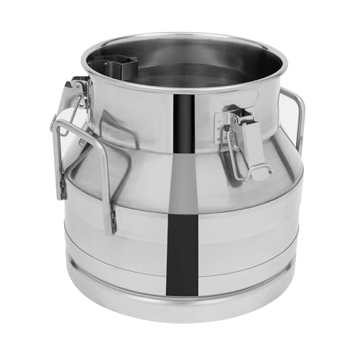 Stainless Steel Milk Can, 12 Liter Seamless Milk Jug Wine Pail Bucket 3.16 Gallon Anti-Leak Liquid Storage Container Milk Pail with Sealed Lid Heavy Duty for Milk and Wine (12L) - size: 12L