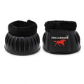 CHALLENGER Horse Training Ribbed Rubber Hoof Impact Overreach Protection Fleece Lined Bell Boots 41HI01 - color: Black, size: Large
