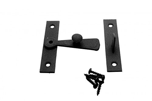Renovators Supply Manufacturing Black Wrought Iron Offset Cabinet Catch 2.5 in Wide 0.375 in Offset with Hardware - color: Wrought Iron Offset, size: Pack of 1