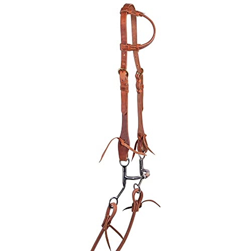 Schneiders Harness Leather One Ear Headstall | Leather | Hand Rubbed and Oiled | Double Sided Adjustment | Sliding Ear Piece | Solid Brass Hardware | Color Light Oil | Size Full Horse