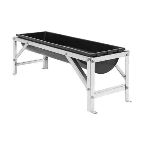 Livestock Feed Trough, 35L/9.25Gal Large Capacity Livestock Feeder with Triangular-Structure, Heavy Duty Metal Stand, Goat Water Trough for Sheep,Deer, Pigs, Horses, Cows, Lambs,Calves in Farm (Black) - color: Black
