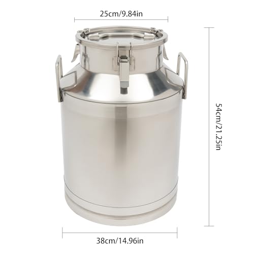 50L/13.2Gal Milk Can, Stainless Steel Milk Can with Lid Milk Jug Milk Transport Container Wine Pail Bucket Bottle Stainless Steel Milk Bucket with Sealed Lid for Grain Wine Liquid