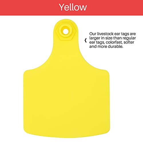 4.1" L×3.5" W Cattle Ear Tags Big Blank 100PCS Livestock Identification TPU | Cow Ear Tags for Cattle Laser Tags for Cows Pigs Hog Goats Sheep Calf Animal Goat Sheep Earring Tags Non-fading (Yellow) - color: 4-yellow