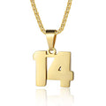 Number Necklaces Personalized Necklaces 18K Gold Plated Initial Number Pendant Stainless Steel Chain Sports Necklaces for Men Women - color: Gold, style: 14