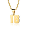Number Necklaces Personalized Necklaces 18K Gold Plated Initial Number Pendant Stainless Steel Chain Sports Necklaces for Men Women - color: Gold, style: 16