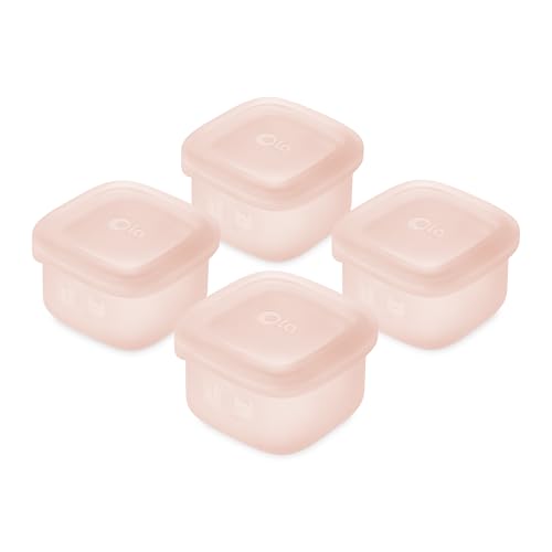 Olababy Silicone Baby Food Storage Containers 4pk, 2oz (Coral) | For Baby Food, Snacks, Formula, Puree & Sauce. BPA & Micro Plastic-Free. Daycare Essentials for Toddlers. - color: Coral, size: 2 oz