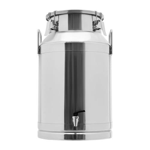 Stainless Steel Milk Bucket with Spigot, 40L/10.5Gallon 201 Steel Milk Buckets with Lid SS Milk Can large Milk Jug Liquid Container, Airtight Design, Keep Food Dry and Fresh - size: 40L/10.5Gallon, w/Spigot