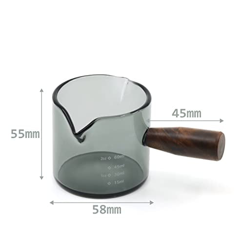 Handmade 3.5oz Espresso Shot Glass Double Spouts with American Walnut Handle (Smoke) - color: Smoke