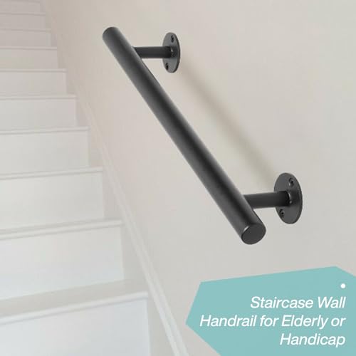 16'' Long Black Metal Door Pull Handles Pack of 2, Shed Door Handle, Outdoor Garage Fence Gate Handles, Modern Interior Cabinets Closet Furniture Pulls - size: 1 inch diameter, 16 inch length