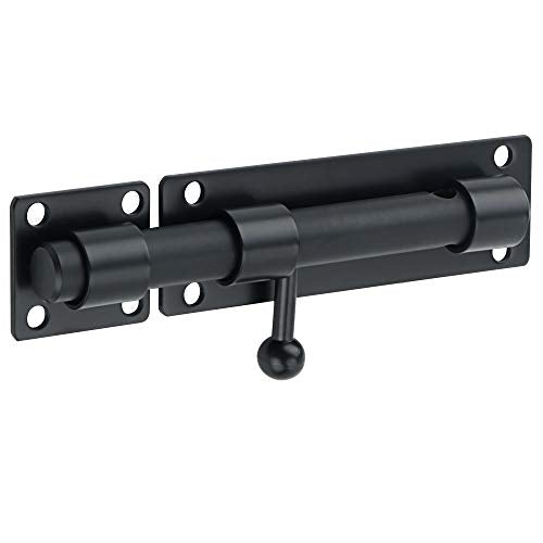 Alise 6 inch Barrel Bolt Latch,Black Heavy Duty Slide Lock for Barn Door | SUS304 Stainless Steel Padlock-Style Slide Bolt Latch,Security Gate Latch for Wooden Fence,Interior or Outdoor Door - color: Black, size: 6 Inch