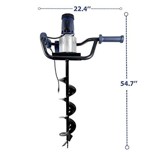 JACKCHEN 1500W Electric Post Hole Digger, Earth Auger with 6 inch Auger Drill Bit, Earth Auger Post Hole Digger Electric, Ideal for Post Hole Digging, Drilling, Tree Planting, Blue | 1500W Motor, 200RPM, 90ft-lb, 6" Bit, Blue, Anti-Vibration Handle, Safet