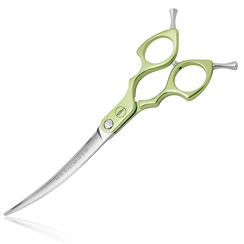 HASHIMOTO Curved Scissors for Dog Grooming, 6.5 inch, Extremely Lightweight | Ultralight Aluminum Handles, 440C Stainless Steel, 30 Degree of Curved Blade - size: 6.5", style: Curved (Super Lightweight)
