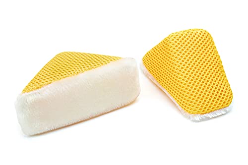 Autofiber Scrub Ninja - Wedge Scrubber, Great for scrubbing Leather, Plastic, Rubber and Vinyl - Pack of 2, White/Gold (5inch x 2.5inch x 2inch) - color: White/Gold
