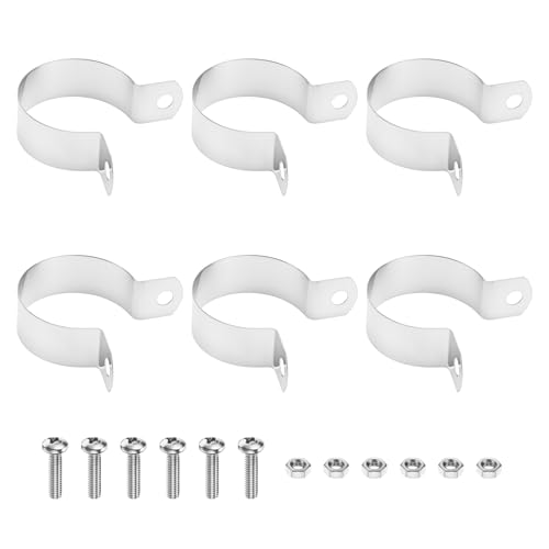 M METERXITY 6-Pack Brace Bands Chain Link Fence Parts, 1-5/16 Inch Galvanized Steel Chain Link Brace Band with Bolts and Nuts for Fence/Gate/Posts/Rust-Resistant [Silver] - size: 1-5/16"