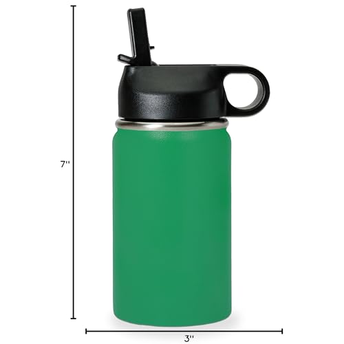 LaserGram Personalized 12oz Water Bottle, Horse (Green) | Engraved Gift, Vacuum Insulated Stainless Steel, Flip-Top Straw Lid, Laser Engraved With Your Name - color: Green, size: 12 Ounces