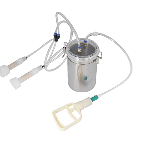 Goat Milking Machine Manual, 2L Cow Sheep Milking Pump Portable Stainless Steel Cattle Milking Machine Sheep Vacuum Goat Milker, for Home Small Farms