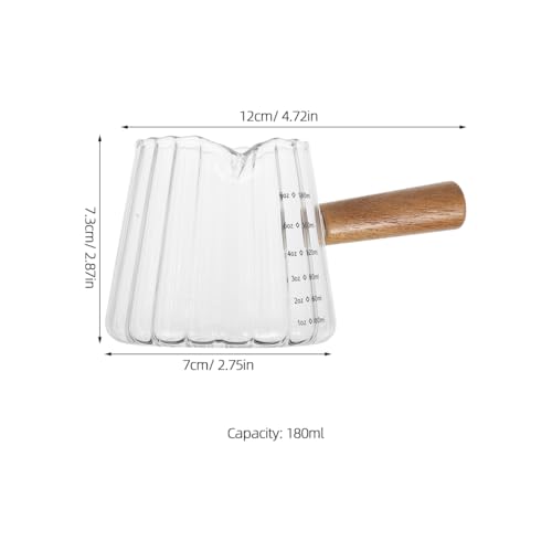 Cabilock Glass Milk Frothing Pitcher Measuring Cup 4.72 X 2.87 X 2.75 in Milk Cup with Spout for Espresso Latte Art Baking Sauce Syrup Home Bar and Party Use