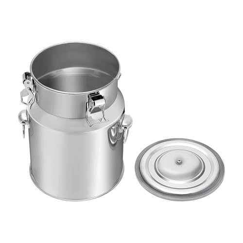 Stainless Steel Milk Barrel, 1.3 Gallon Milk Can Bucket | Airtight Food Storage Container Metal Water Beverage Drink Dispenser for Milk Oil Wine Soup - size: 1.3Gal