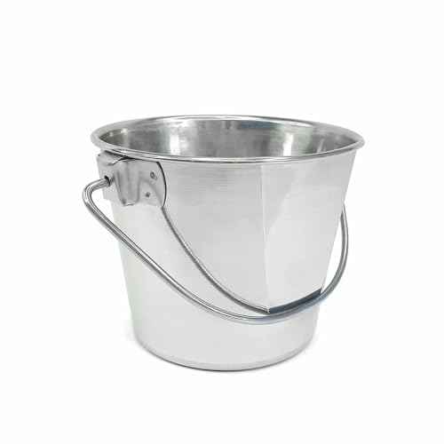 1 Quart Stainless Steel Bucket - Flat-Side Metal Bucket 0.25 Gallon | Rust-resistant & Durable Bucket For Food Prep Cleaning Feeding & Watering Pets & Livestock - For Crates Kennel Cages & Fences - size: 1 Quart