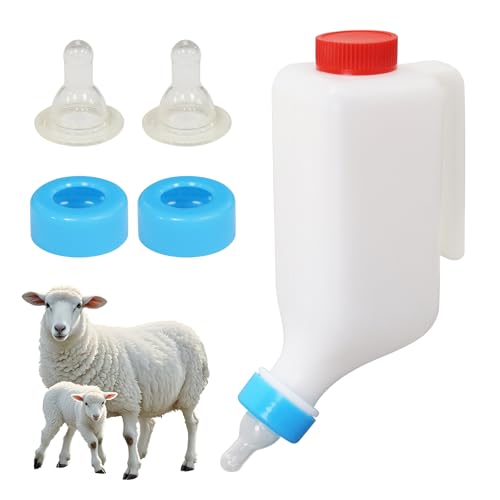 800ml Lamb Feeding Bottle with 2Pcs Nipples Thickened Goat Feeder Bottles Hang Upside Down Livestock Milk Bottle for Goat Lamb