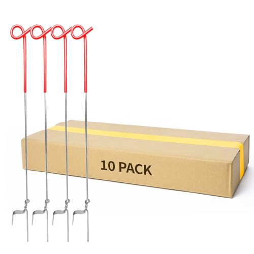 Pig Tail Step-in Fence Post, 41 Inches Stainless Steel 10Pack | for Garden and Farm and Livestock, Ideal for Electric Metal Fence Posts Red - size: 41 inch-10 pack