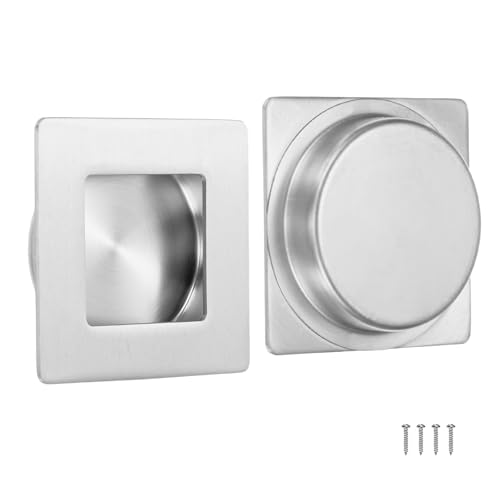 M METERXITY 2-Pack Recessed Finger Pulls, 2.75 Inch 304 Stainless Steel Sliding Closet Door Handles for Barn Door, Rectangular Flush Pulls Handles [Silver Tone] - color: Silver Tone
