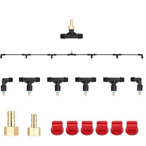 6-Nozzle Poly Boom Wand with 3/8" 1/2" Brass Fitting, 7.5 Ft. ATV sprayer Boom, Wide-Coverage Agricultural & Lawn Spray Attachment for Tractors/UTVs (Fiberglass Wand) - color: Fiberglass Wand