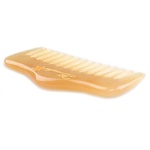 Wide Tooth Hair and Beard Comb, Mini Sheep Horn Comb | No Static, Pocket Size, Detangling, Scalp Massage, Grooming, Wet, Dry, Curl, Hair Brush, for Men and Women