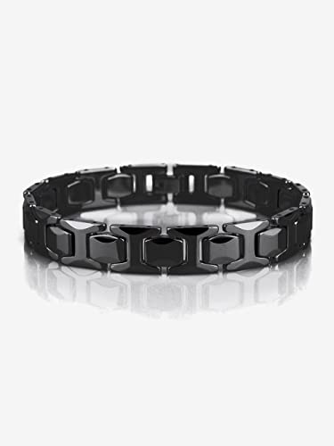Urban Jewelry Mens Solid Tungsten Pyramid Finish Bracelet Bold Wrist Style | Pyramid Bracelet Solid Tungsten Chip Resistant Finish Everyday Wrist Piece Modern Bracelet Style Classic Chain Look - color: Black Link Pyramid Bracelet