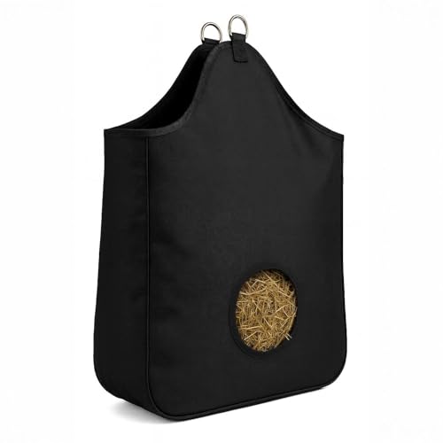 Hay Bag, 600D PVC Nylon, 2-Flake, 7 in Opening Black - color: Black