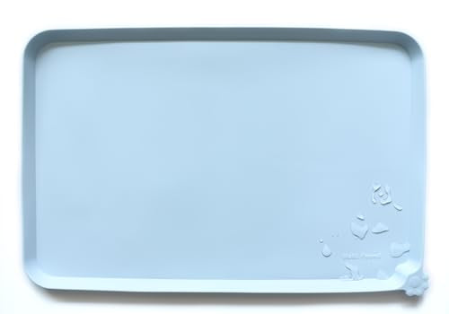 Hoki Found L Silicone Non Slip Pet Dog Cat Bowl Mats - Placemat - Feeding Mat - Waterproof - For Carpet - Frost - color: Frost, size: 22" x 14"