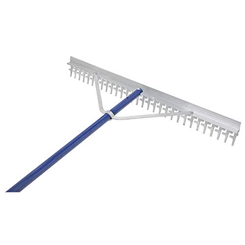Extreme Max 3005.4095 36" Commercial-Grade Screening Rake for Beach and Lawn Care with 66" Handle,Silver - size: 36"