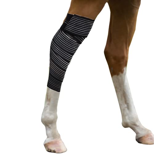 Elastic Polo Leg Wrap Compression Bandage for Horses, Dogs, Cats, Sheep, Cow, Dog Wound Care, Vet Wrap - color: Black