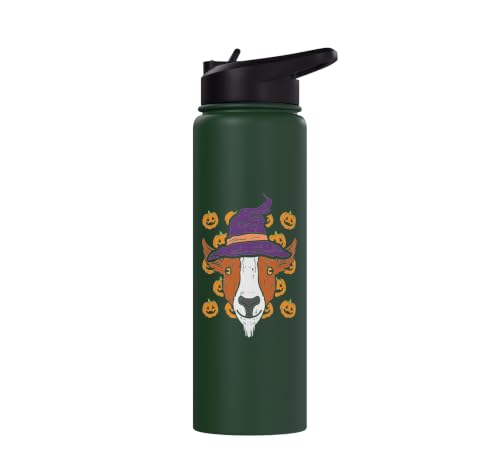 Halloween Goat Pumpkin Farm Animal Costume Men Women Kids Stainless Steel Insulated Water Bottle - color: Dark Green