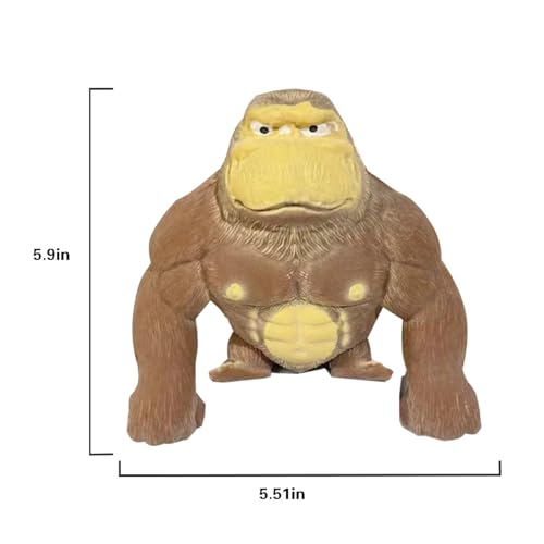 Squishy Monkey Toy - Brown Stretch Gorilla, Stretch Monkey Stress Relief Toy, Novelty TikTok Gorilla Squeeze Toys, Funny Splat Monkey Sensory Stress Toy for Anxiety Women Men Kids (Small) - style: Small Gorilla