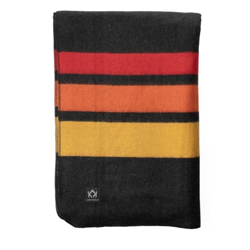 Arcturus Rainier Wool Blanket - 4.5lbs Warm, Heavy, Washable, Large | Great for Camping, Outdoors, Survival & Emergency Kits (Sunset Peak) | 70% Wool, 550 GSM, Warm Even When Wet, Naturally Fire-Retardant, Triple-Washed, Home & Outdoor Adventures, 64" x 8