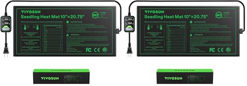 VIVOSUN 10"x20.75" Seedling Heat Mat with Built-in Temperature Controller, UL & MET-Certified Waterproof Plant Heating Pad for Germination, Hydroponics, Brewing, Breeding, and Greenhouses (Pack of 2) - size: 10"x20.75" (Pack of 2)