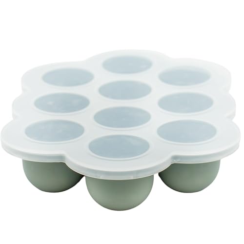 WeeSprout Silicone Baby Food Freezer Tray with Clip-on Lid - Perfect Storage Container for Homemade Baby Food, Vegetable & Fruit Purees, and Breast Milk - color: Matte Green, size: Ten 1.5 Ounce Sections