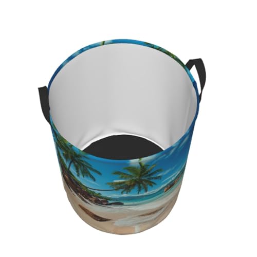 Laundry Basket Seaside Palm Trees Collapsible Large Capacity, 63L Dirty Clothes Basket Durable Lightweight Hamper With Handles Ideal For Clothes,Toys Home Organization15.7 * 19.6in - color: Palm