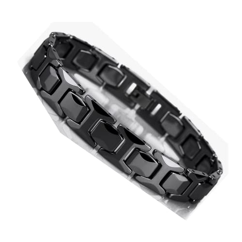 Urban Jewelry Mens Solid Tungsten Pyramid Finish Bracelet Bold Wrist Style | Pyramid Bracelet Solid Tungsten Chip Resistant Finish Everyday Wrist Piece Modern Bracelet Style Classic Chain Look - color: Black Link Pyramid Bracelet