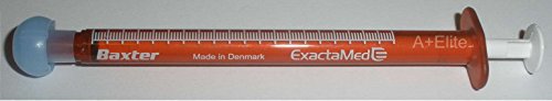 BAXA ExactaMed Oral Liquid Medication Syringe 1cc/1mL 4/PK Amber Medicine Dose Dispenser with Cap Exacta-Med Baxter Comar Latex Free