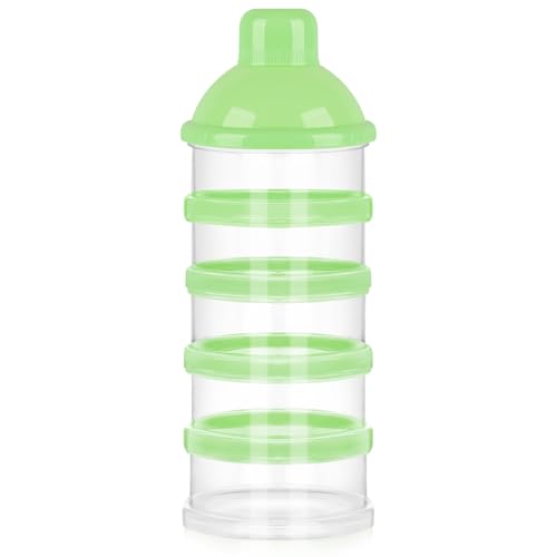 Accmor Formula Dispenser On The Go, 5 Compartments Stackable Formula Container for Travel, Baby Milk Powder Kids Snack Container, BPA Free - color: Light Green-1pc