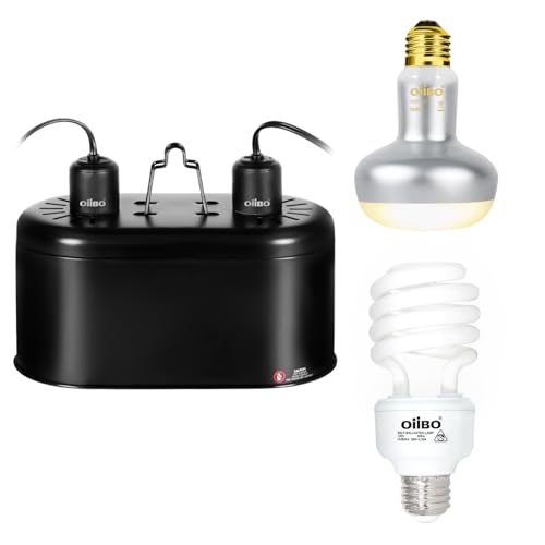 Desert UVB & Heat Dual Dome Lighting Kit, Dual Reptile Lamp Fixture with Intense Basking Spot Light UVA Daylight Reptile Heat Lamp & 26W Energy Saving UVA 10.0 UVB Bulb Spiral Compact Bulb - style: DRL01ST4