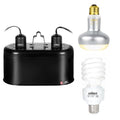 Desert UVB & Heat Dual Dome Lighting Kit, Dual Reptile Lamp Fixture with Intense Basking Spot Light UVA Daylight Reptile Heat Lamp & 26W Energy Saving UVA 10.0 UVB Bulb Spiral Compact Bulb - style: DRL01ST4