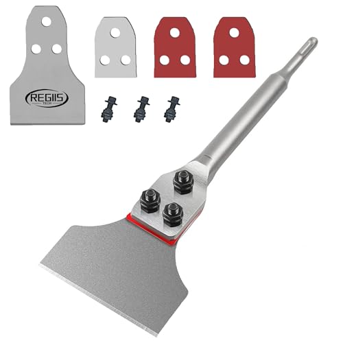 SDS Plus Floor Scraper 3 in. x 12 in. Wide Tile Flooring Adhesives Remover, Thinset Removal Tool Chisel Bit with Spare Blades for Rotary Hammer Drill - size: 3X12''