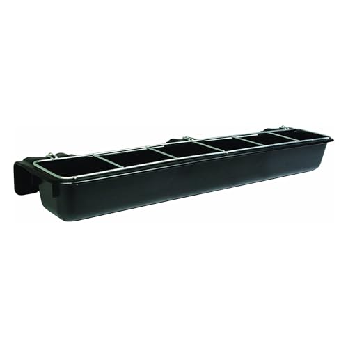 Little Giant HF9BLACK Hook Over Goat Trough Heavy Duty Galvanized Steel 9 Quart Feeder, Black (2 Pack) | Heavy-duty galvanized steel. Hooks over fence rails or panels. 9-quart capacity. For goats, sheep & small livestock.