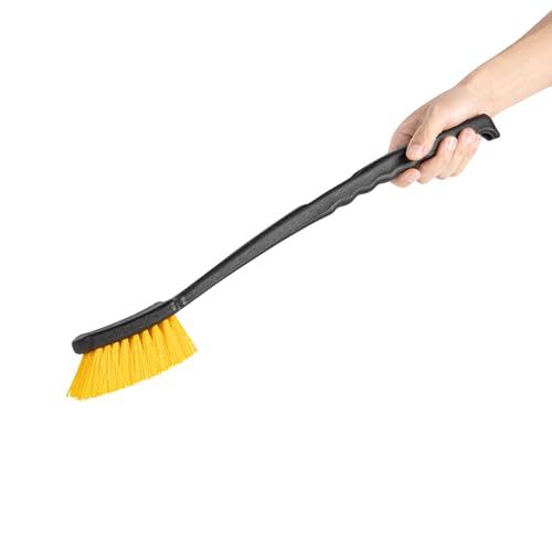 Restaurantware Scrub Brush 4 Count of 20 Inch Long Handled Scrubbing Brush, Ergonomic Design, Stiff Yellow Plastic Bristles, for Commercial Kitchen, Restaurant Or Home - size: 20 1/2"
