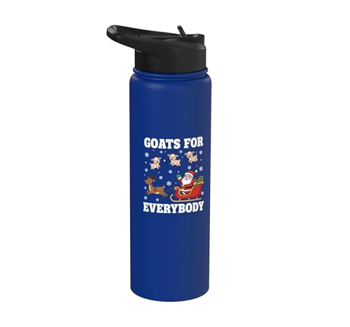 Goats For Everybody Christmas Kids Santa Reindeer Snowflake Stainless Steel Insulated Water Bottle - color: Royal Blue